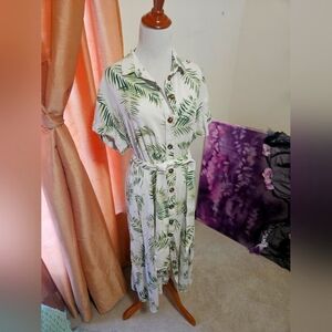 H&M tropical Midi dress with belt  12